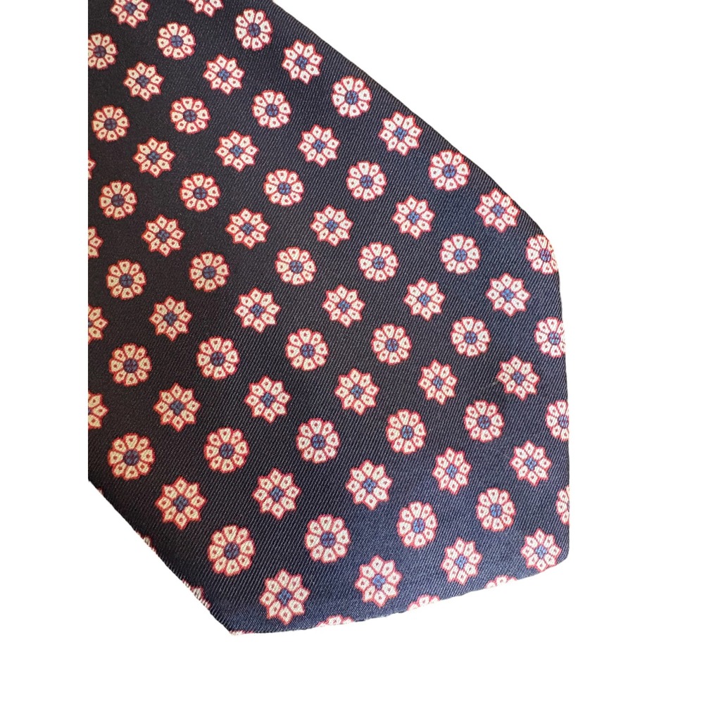 1960s‎ The Village Store Columbus Ohio Men's Tie Navy Red Geometric Floral Print